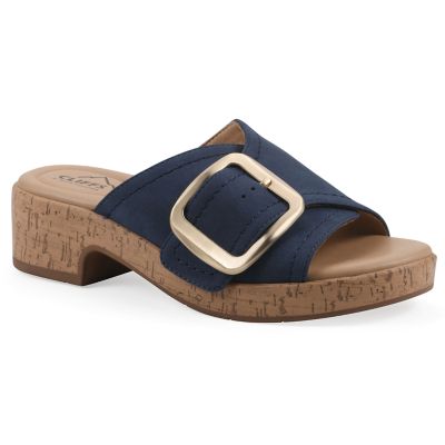 Cliffs by White Mountain Women's Filipa Block Heel Sandal, Blue, 8M