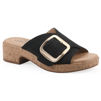 Cliffs by White Mountain Women's Filipa Block Heel Sandal, Black, 8.5M