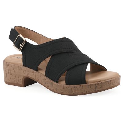 Cliffs by White Mountain Women's Finnlee Block Heel Sandal, Black, 10M