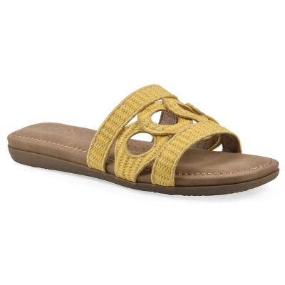 Cliffs by White Mountain Women's Fraly Slide Sandal, Yellow, 6M