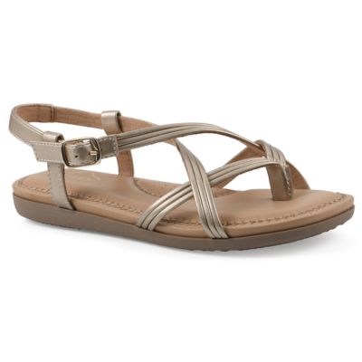 Cliffs by White Mountain Women's Frania Strappy Flat Sandal, Gold, 6 M