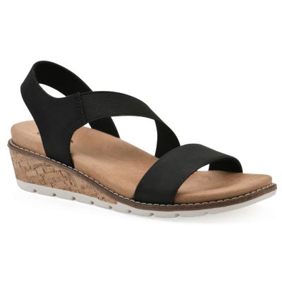 Cliffs by White Mountain Women's Tinnley Wedge Sandal, Black, 6.5M