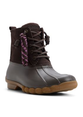 Sperry Women's Saltwater Lace Up Dock Boots, Dark Brown, 7.5M