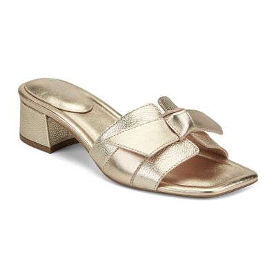 Rockport Women's Carsie Square Toe Slip-on Dress Sandals, Gold, 9M
