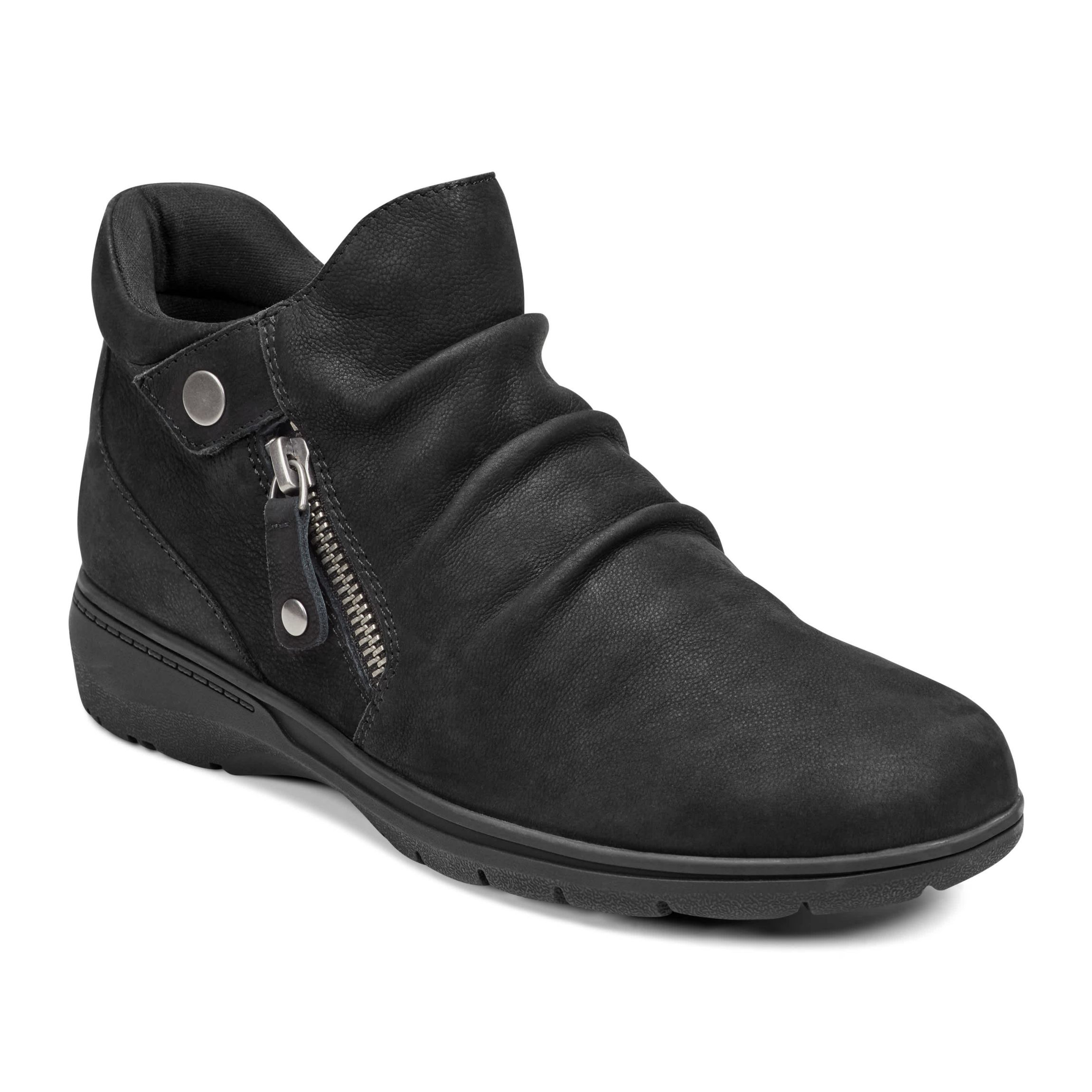Helen Side Zipper Round Toe Casual Booties
