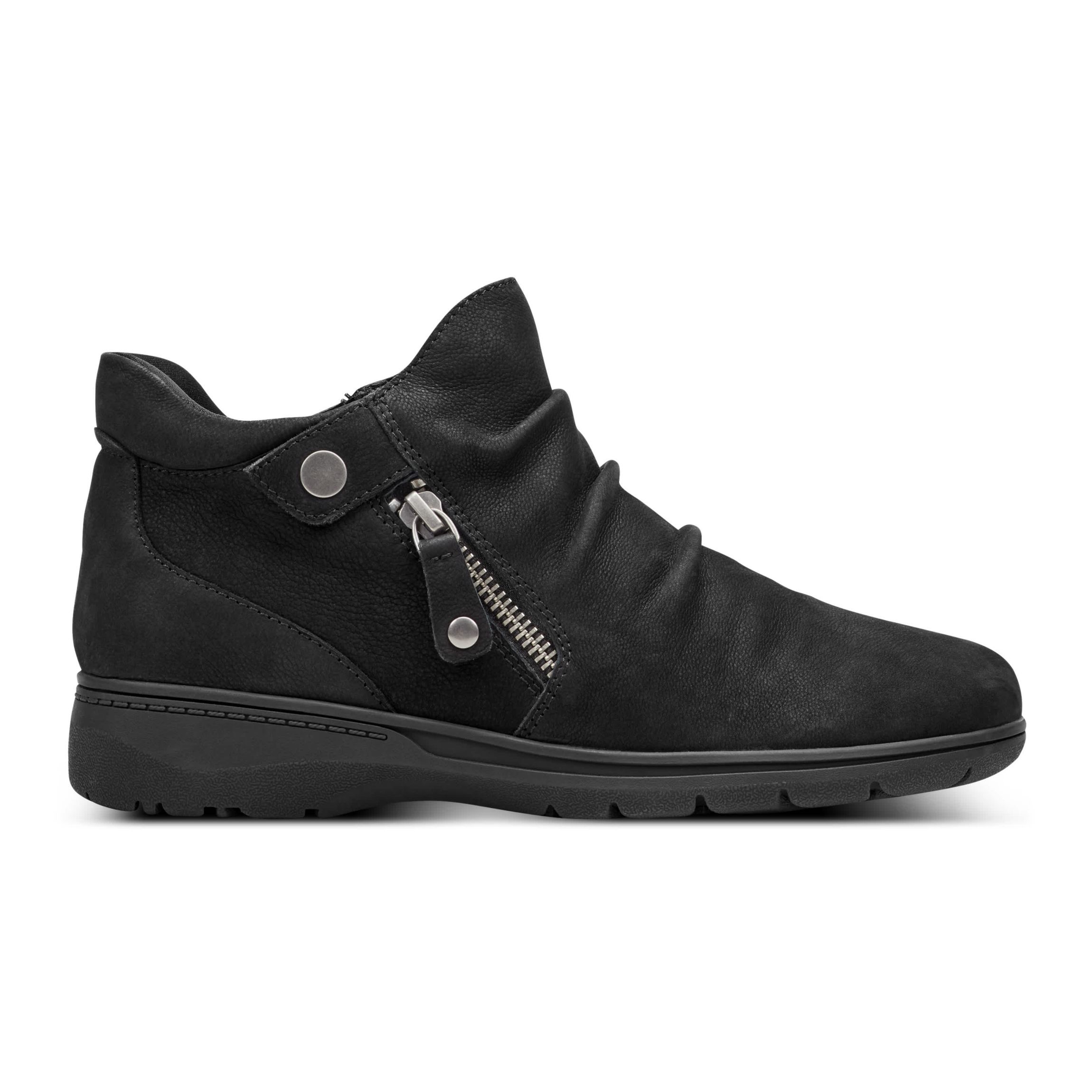 Helen Side Zipper Round Toe Casual Booties