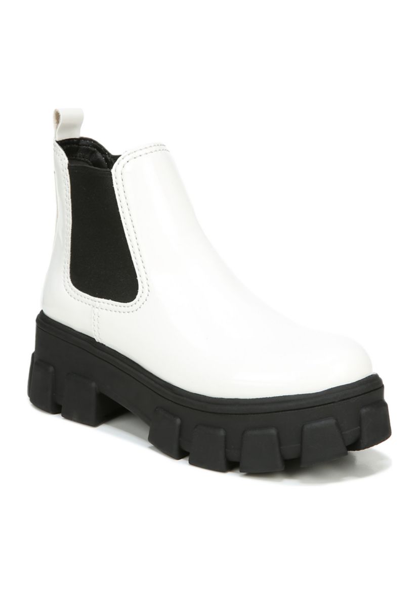 Darielle Lug Sole Chelsea Booties- Red Patent