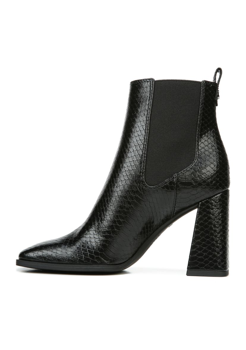 Polly Square Toe Block Heel Booties- White Snake