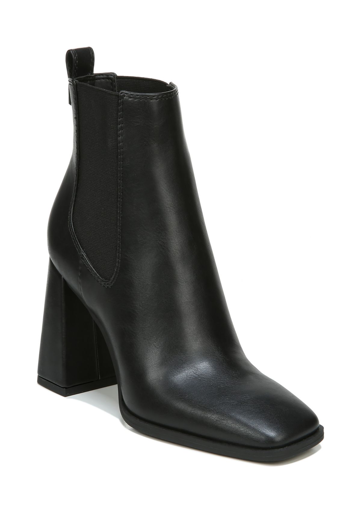 Polly Square Toe Block Heel Booties- Black