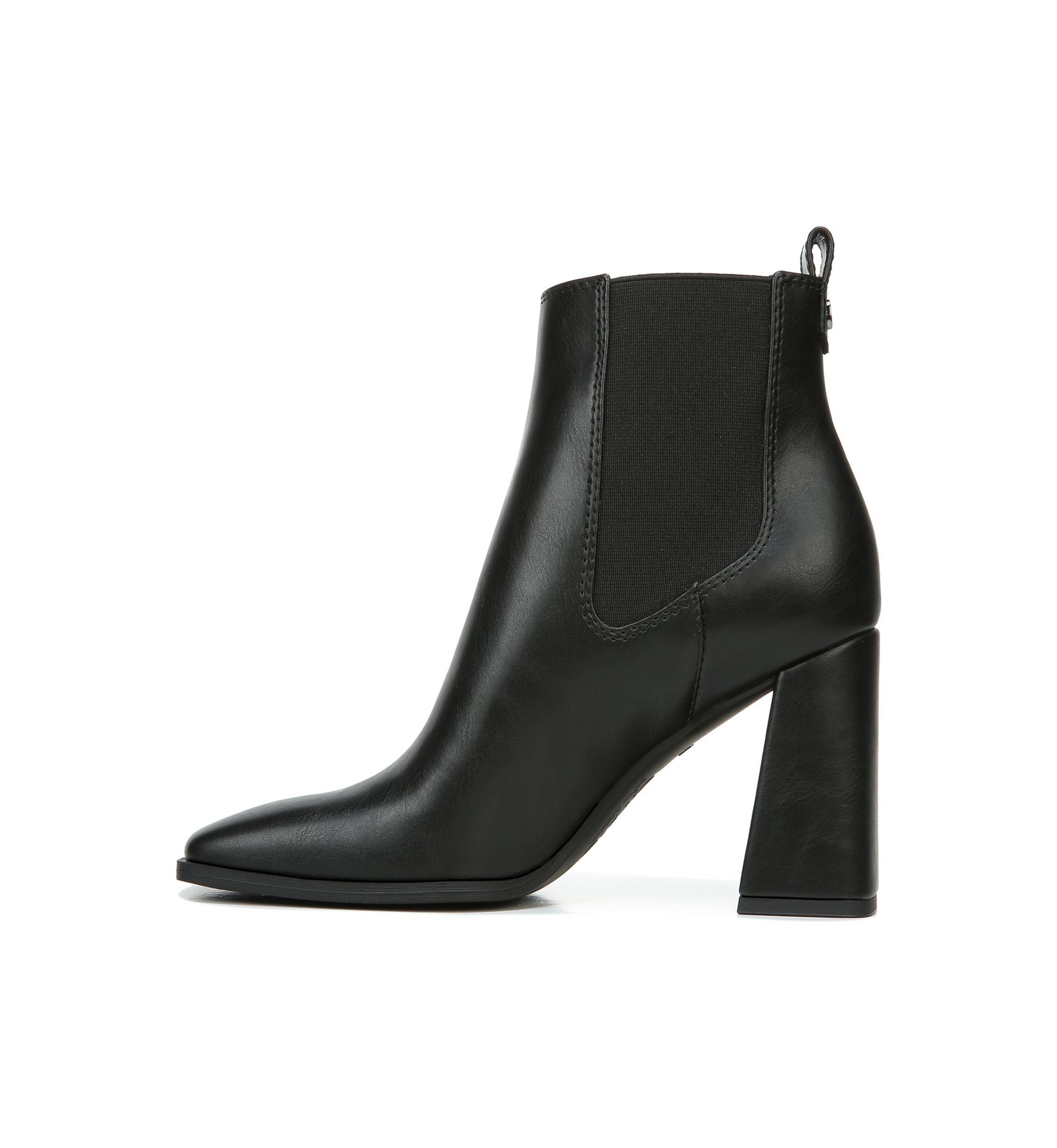 Polly Square Toe Block Heel Booties- Black