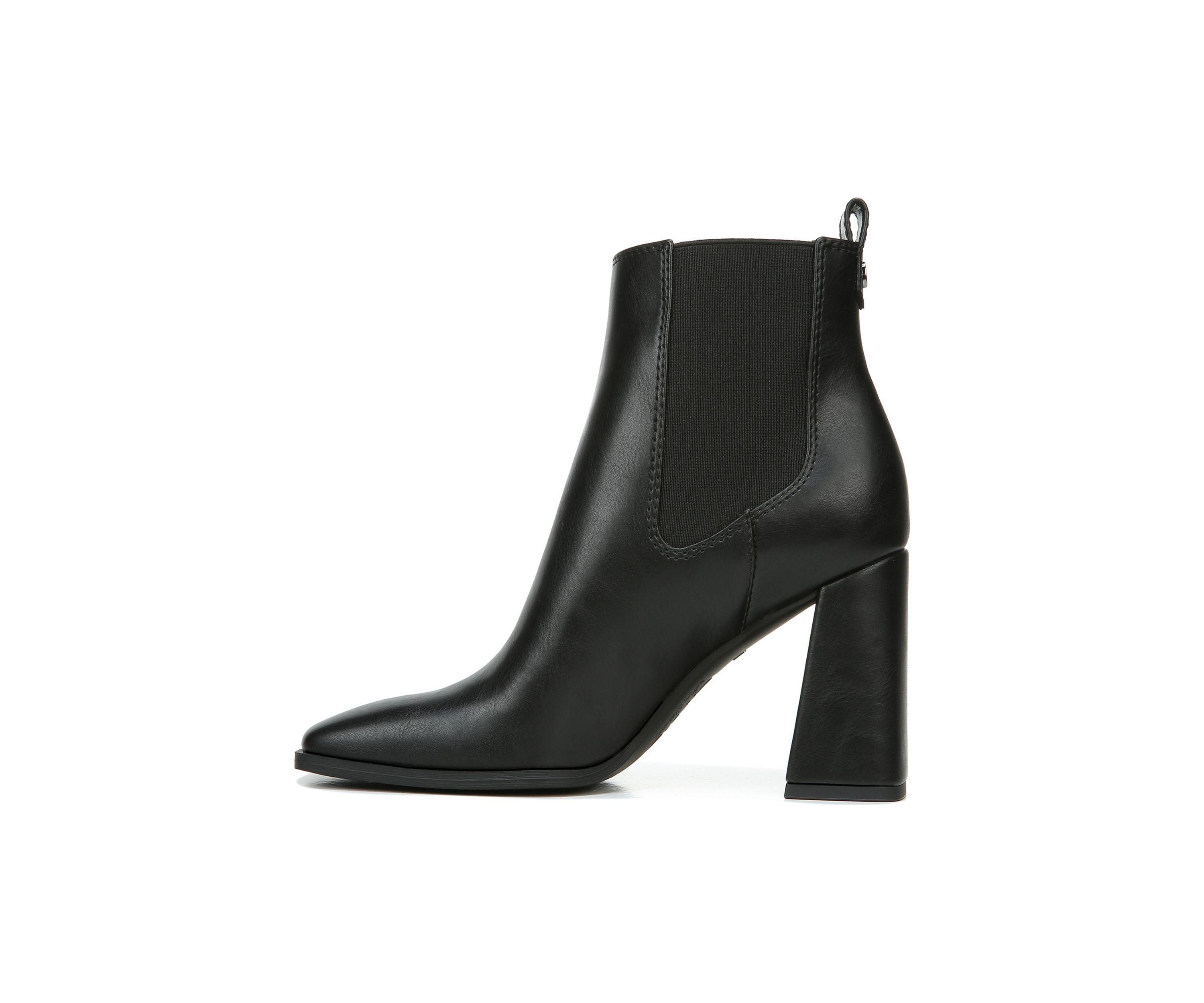 Polly Square Toe Block Heel Booties- Black