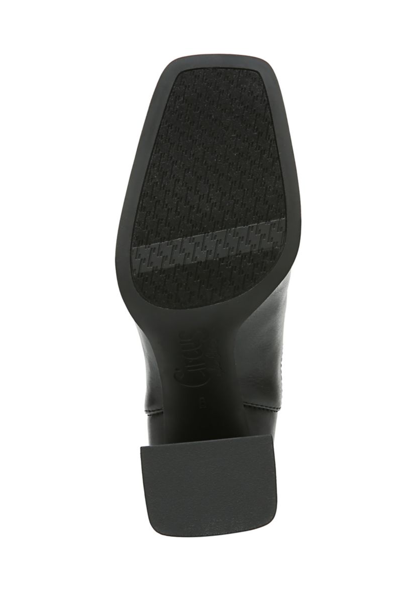 Polly Square Toe Block Heel Booties- Black