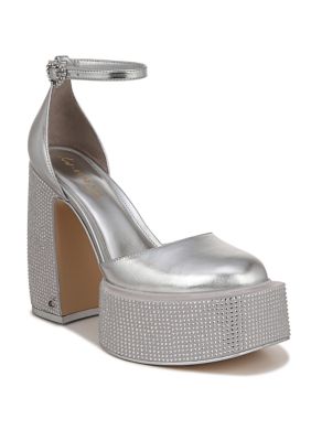 Circus NY by Sam Edelman Women's Bailey Jewel Platform Heels, Silver, 9.5M