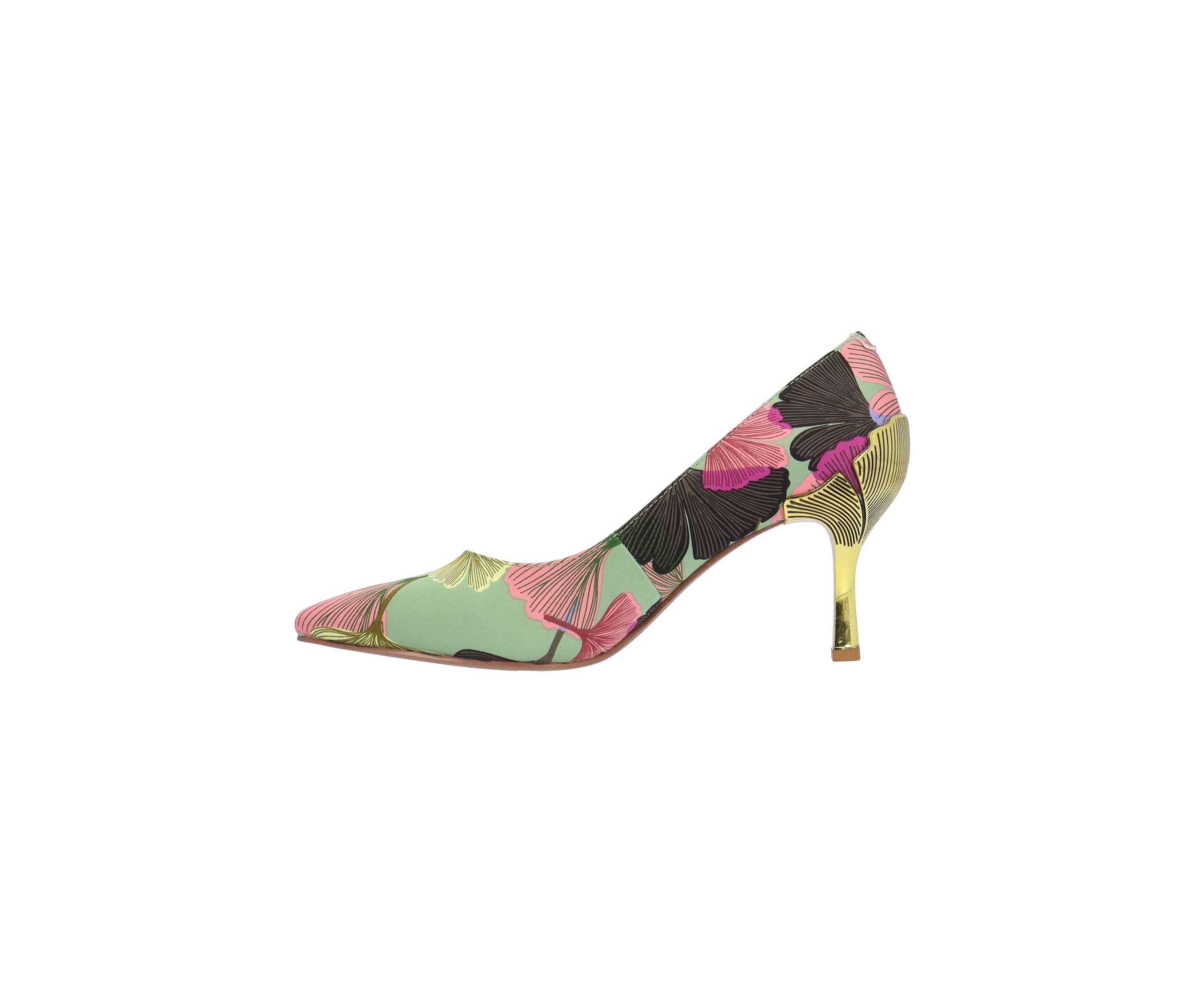 Tacy Gold Floral Heels