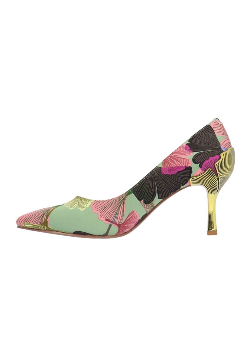 Tacy Gold Floral Heels