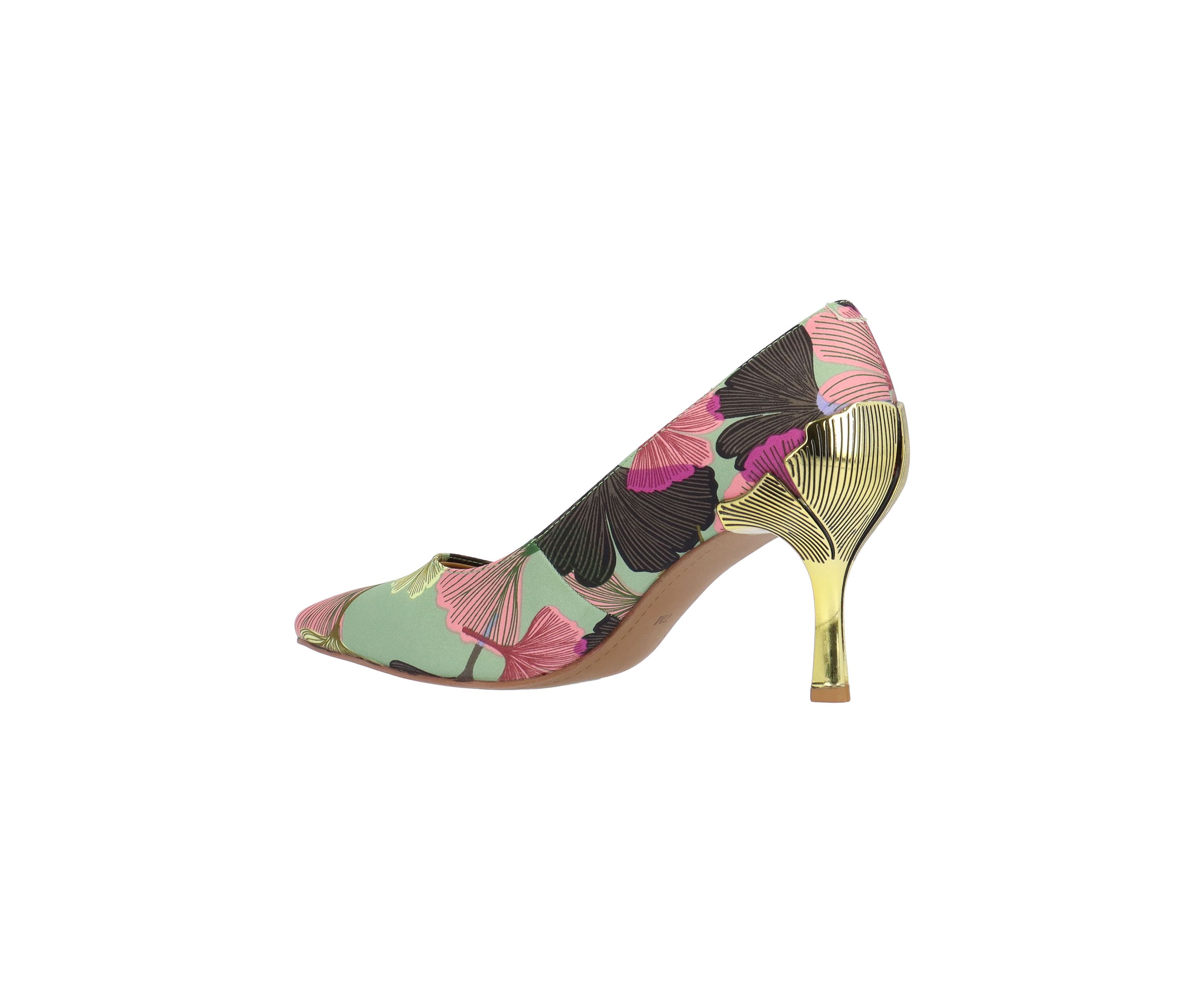 Tacy Gold Floral Heels