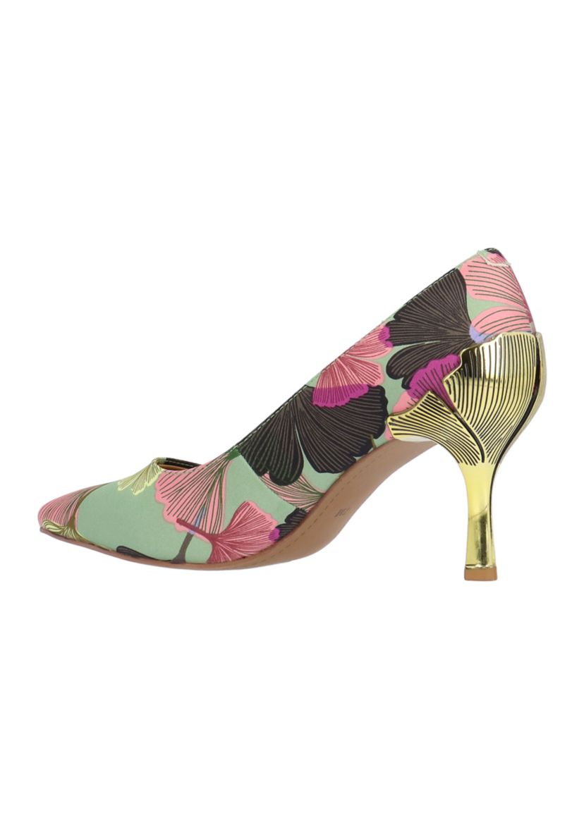 Tacy Gold Floral Heels