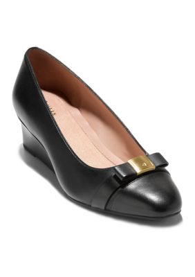Cole Haan Women's Go-To Malta Bow Wedges, Black, 6M