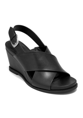 AEROSOLES Women's Dayonara Wedge Sandals, Black, 9.5M