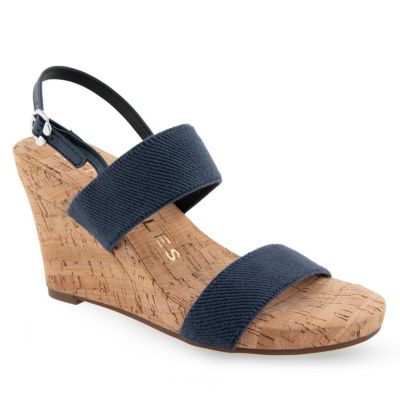 AEROSOLES Women's Paxton Platform Wedge, Navy Blue, 11W