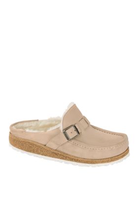 suede nude mules