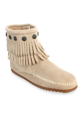 Minnetonka Double Fringe Side Zip Boots | belk