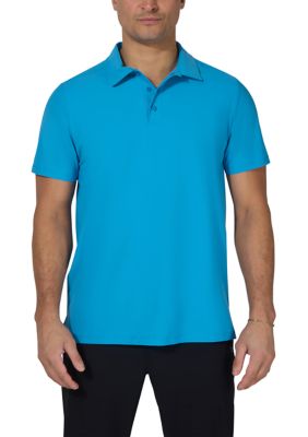 90 Degree by Reflex Men's Hybrid Short Sleeve Jersey Polo Shirt, Azure, XL