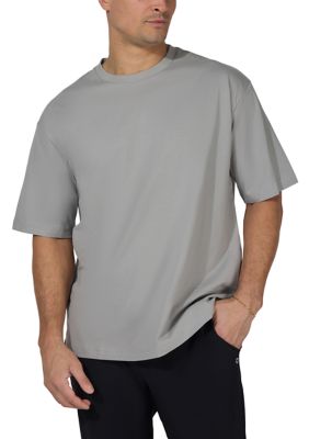 90 Degree by Reflex Men's Acid Washed Oversized T-Shirt, Gray, 2XL