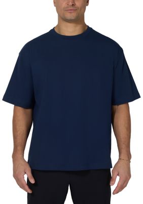 90 Degree by Reflex Men's Acid Washed Oversized T-Shirt, Blue, 2XL