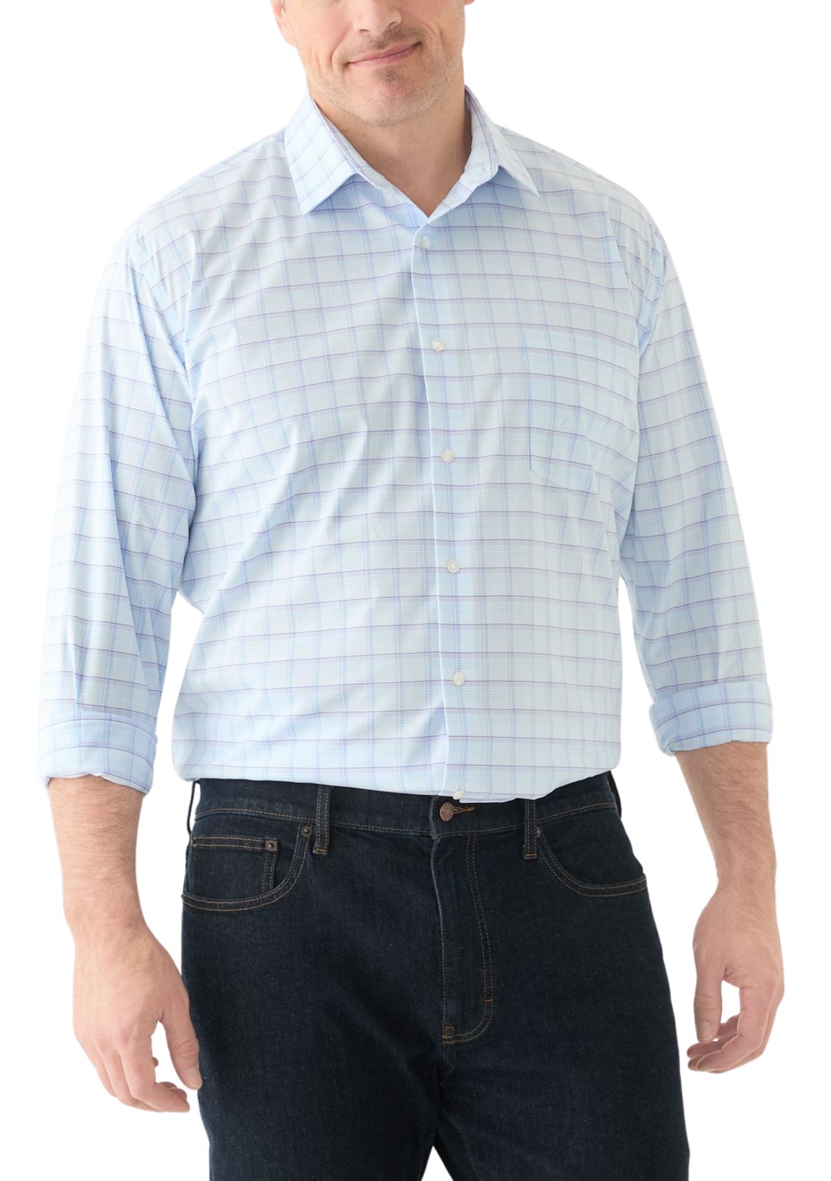 Mens Big Fit   Ultra Wrinkle Free  Dress Shirt, Flex Collar