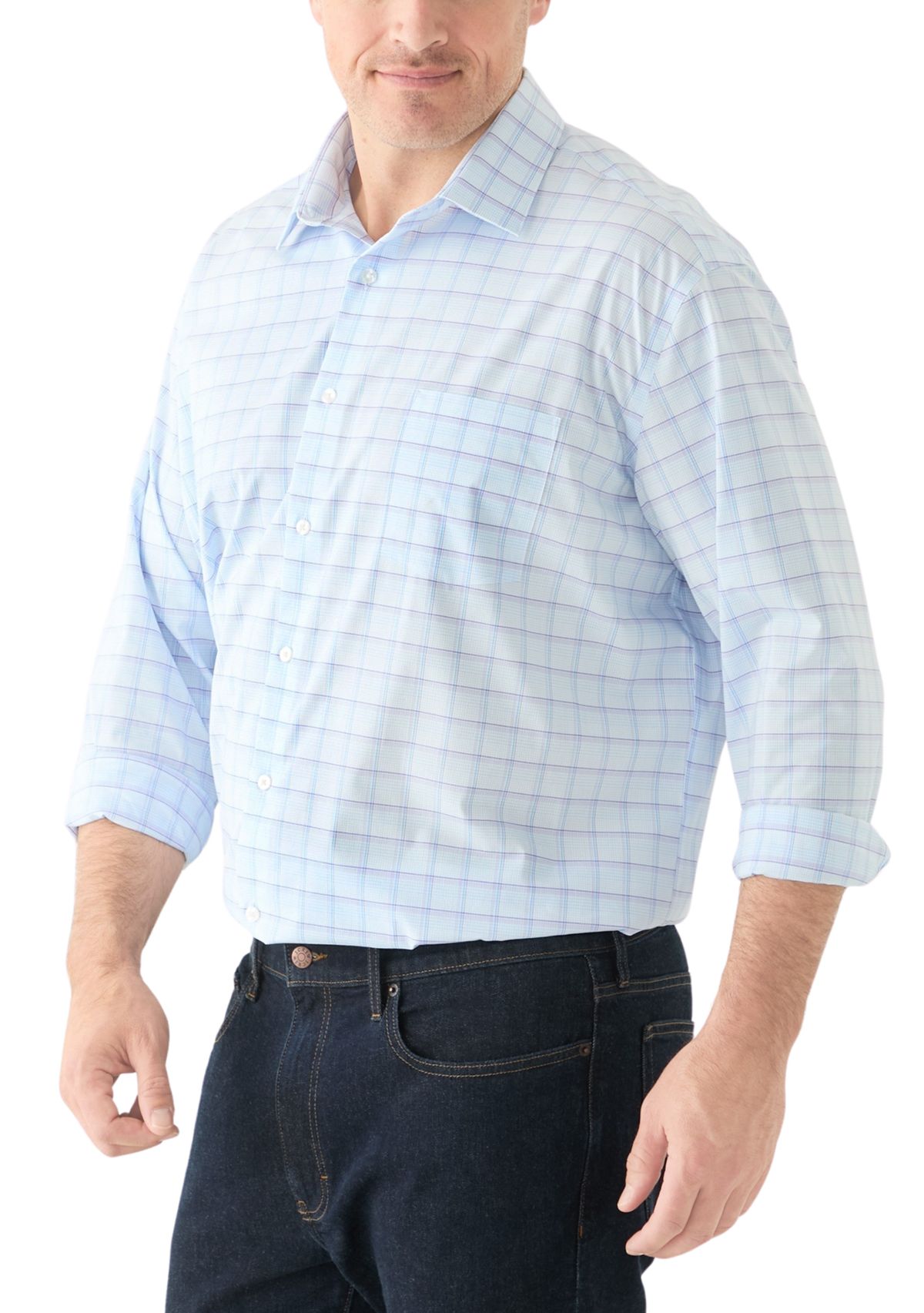 Mens Big Fit   Ultra Wrinkle Free  Dress Shirt, Flex Collar