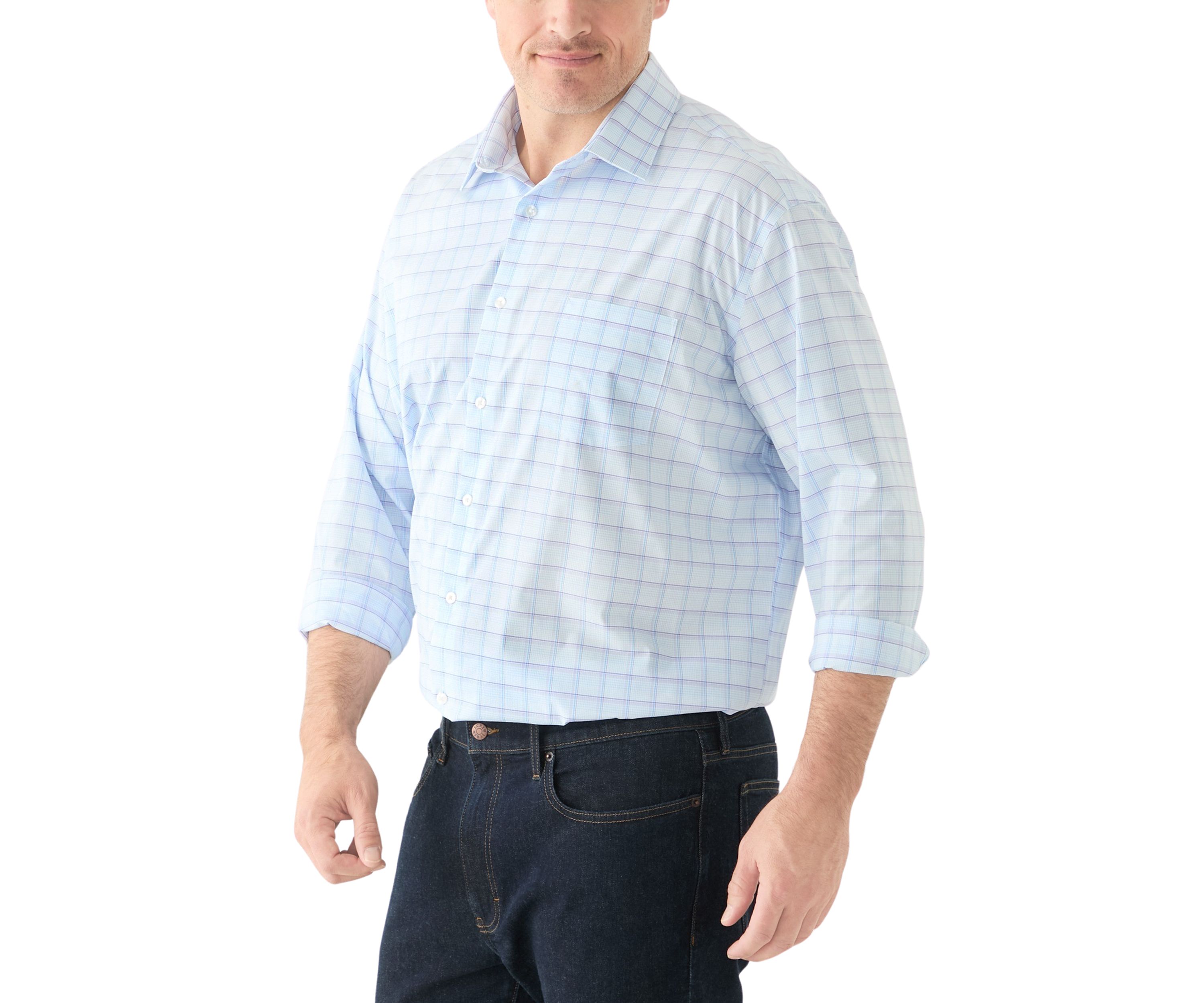 Mens Big Fit   Ultra Wrinkle Free  Dress Shirt, Flex Collar