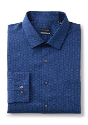 Van Heusen Men's Big Long Sleeve Button Down Shirt, Navy Blue, 19 34/35