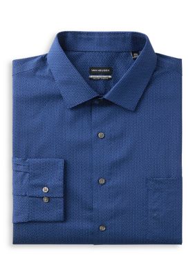 Van Heusen Men's Big & Tall Wrinkle Free Printed Dress Shirt, Navy Blue, 18 37/38