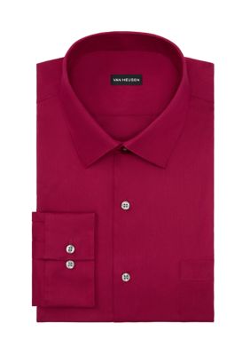 Van Heusen Men's Big & Tall Everyday Defense Button Up Shirt, Red, 17.5 35/36