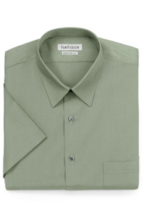 Van Heusen Men's Short Sleeve Poplin Dress Shirt, Black, 18