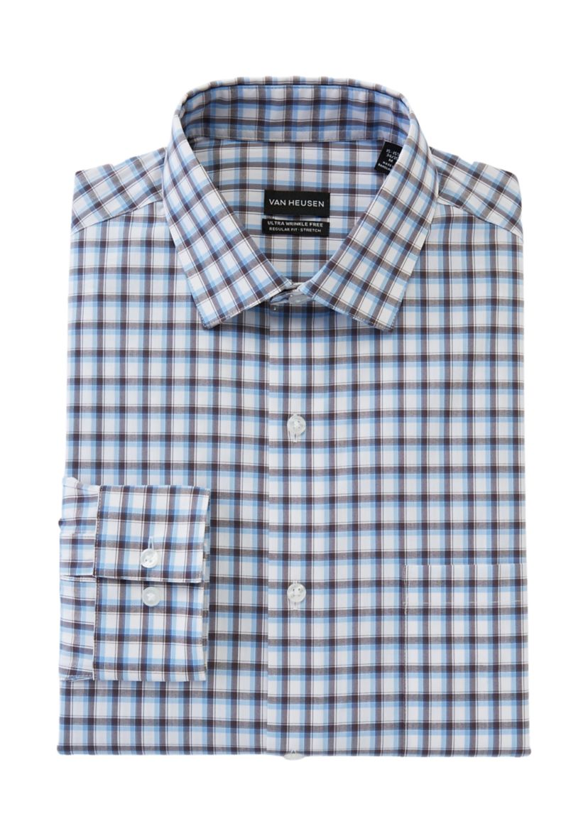 Mens Flex Plaid Button Down Shirt