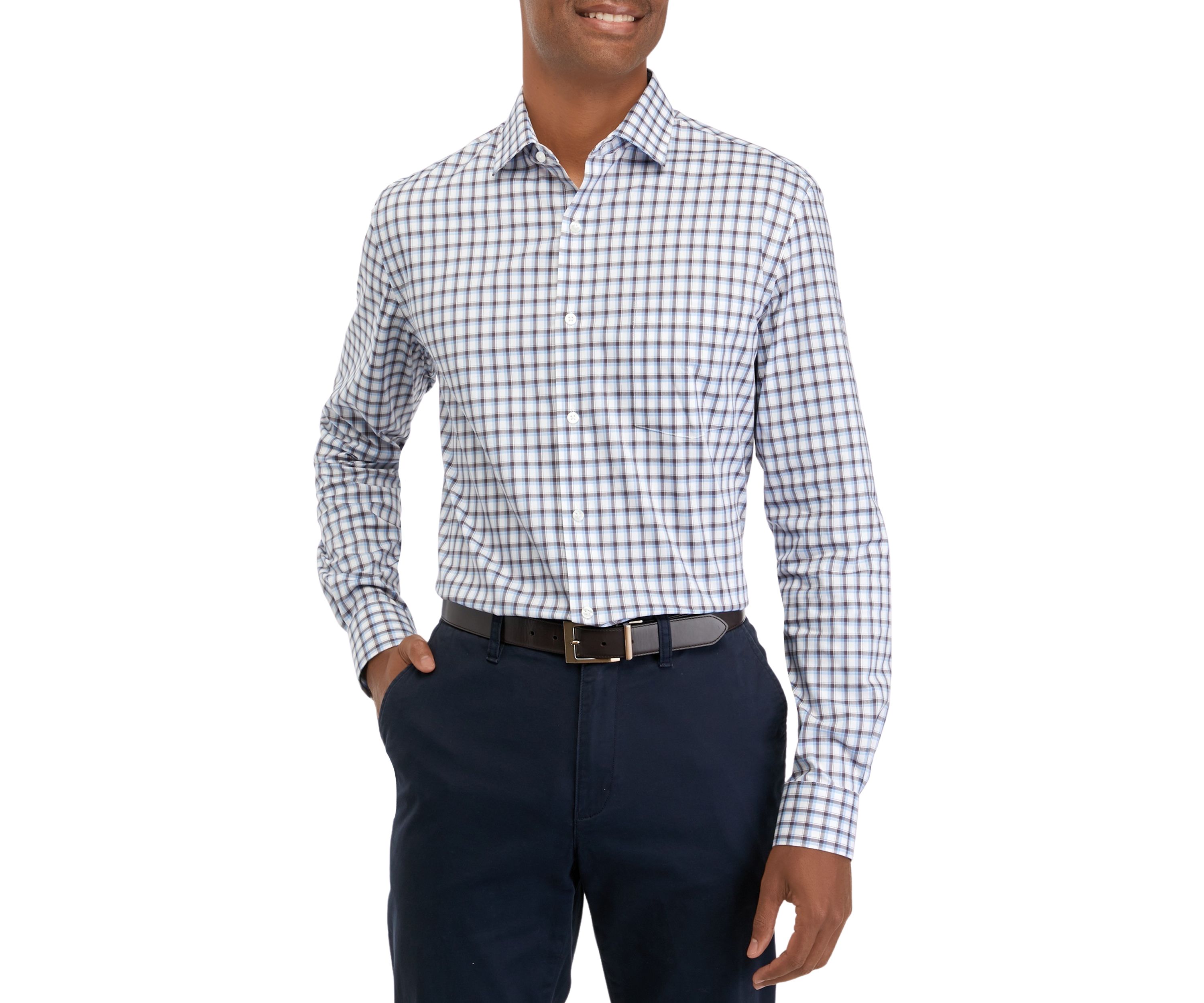Mens Flex Plaid Button Down Shirt