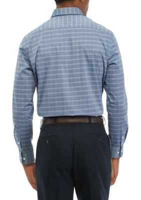 Men's Long Sleeve Ultra Wrinkle Free Flex Color Ground Plaid Shirt