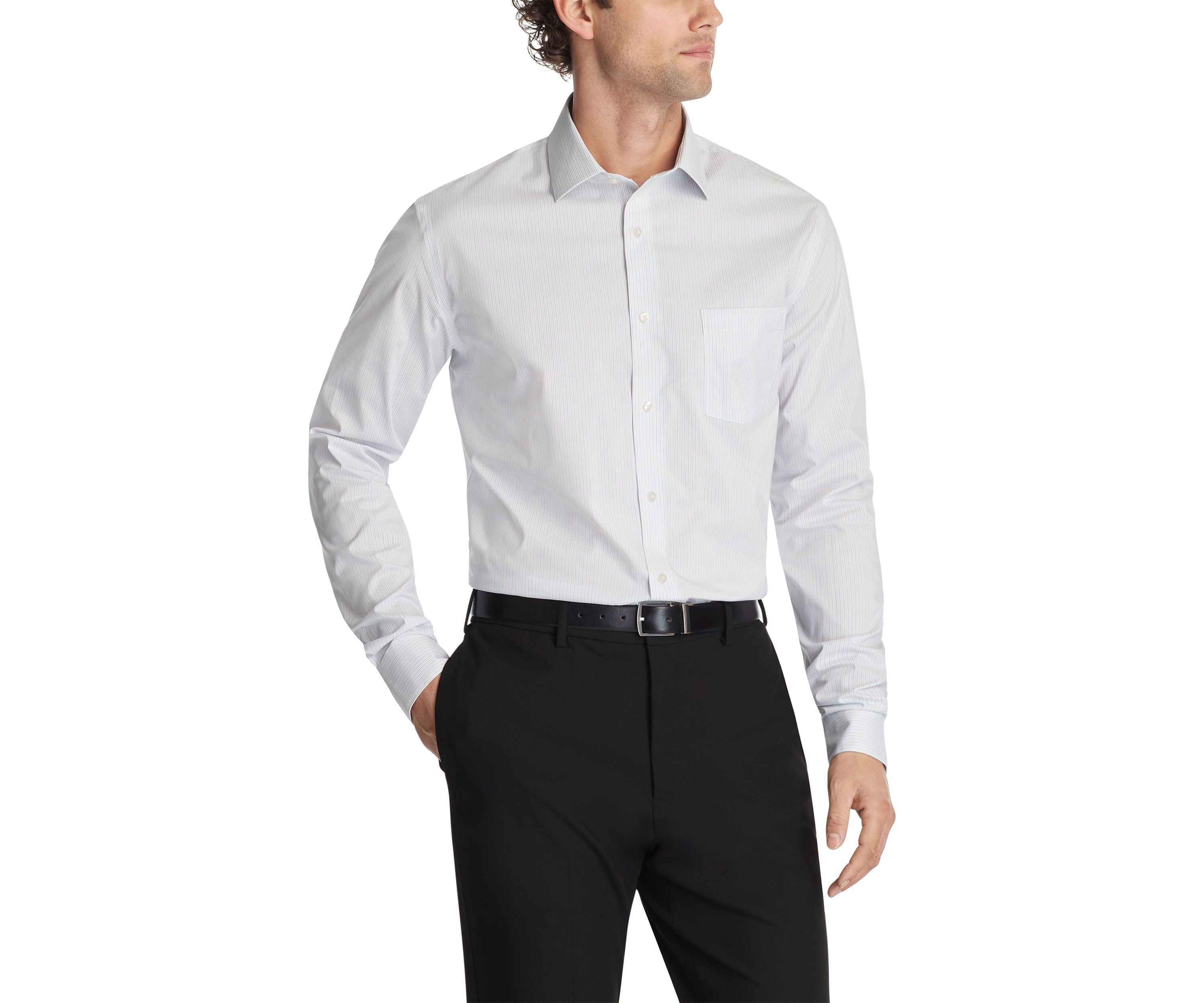 Mens Regular Fit Ultra Wrinkle Free Flex Collar Dress Shirt