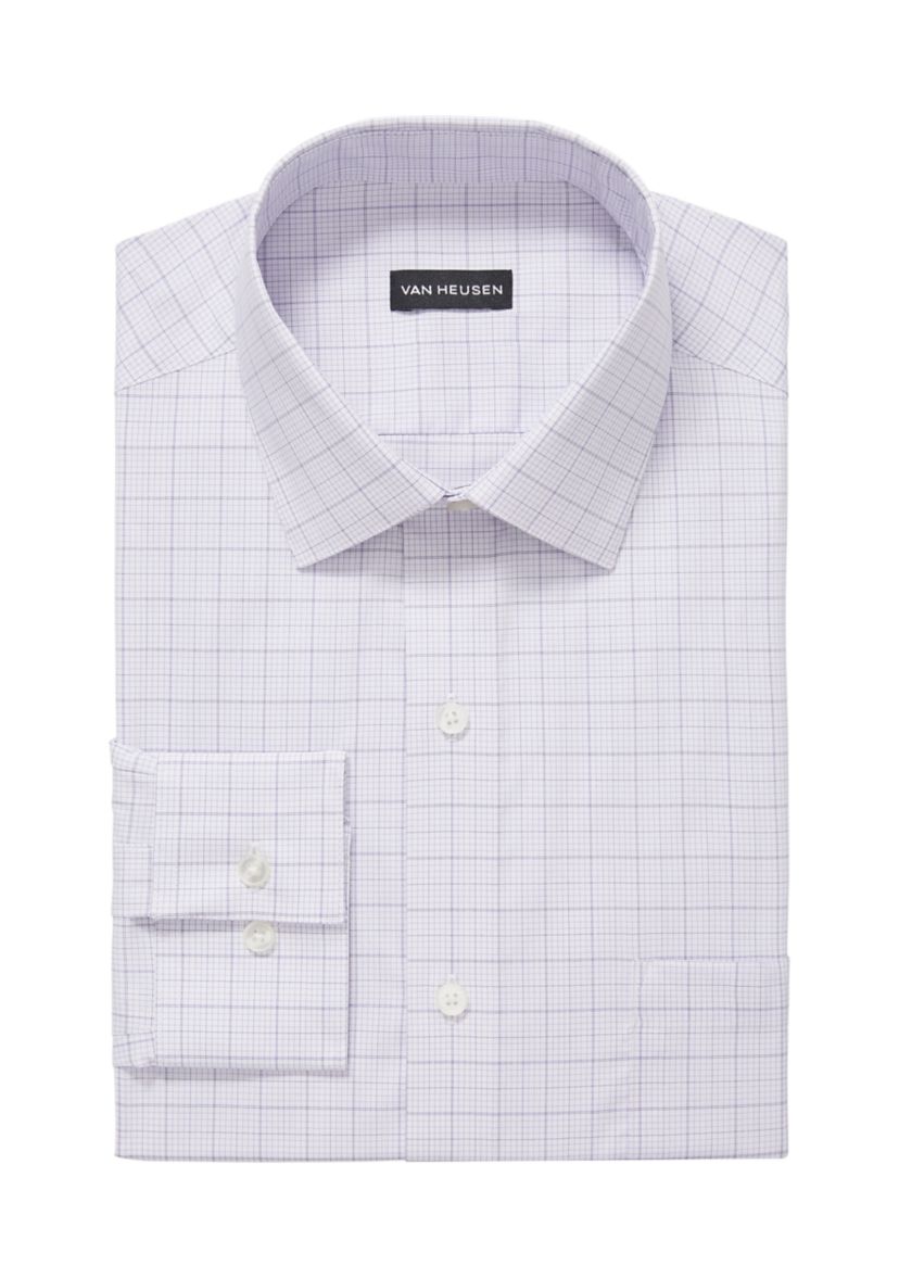 Checkered Spread Collar Dress Shirt 