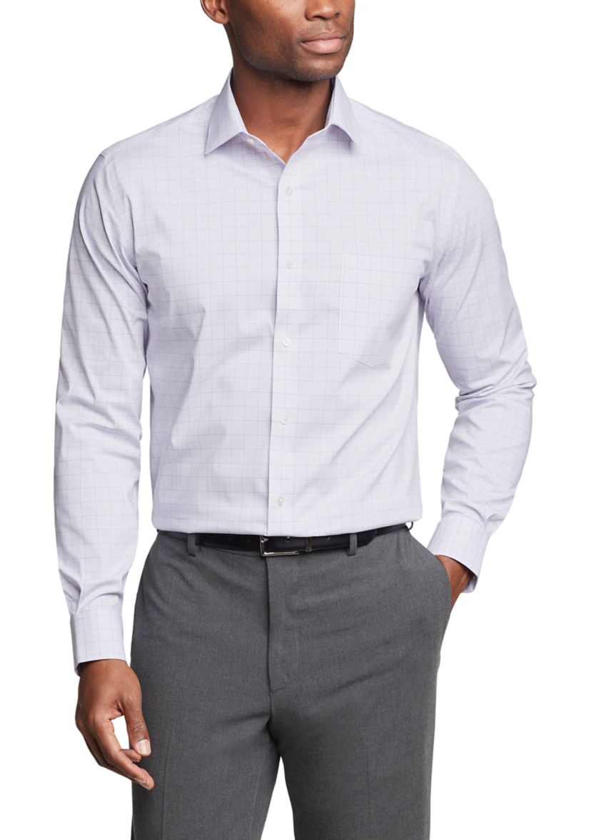 Checkered Spread Collar Dress Shirt 