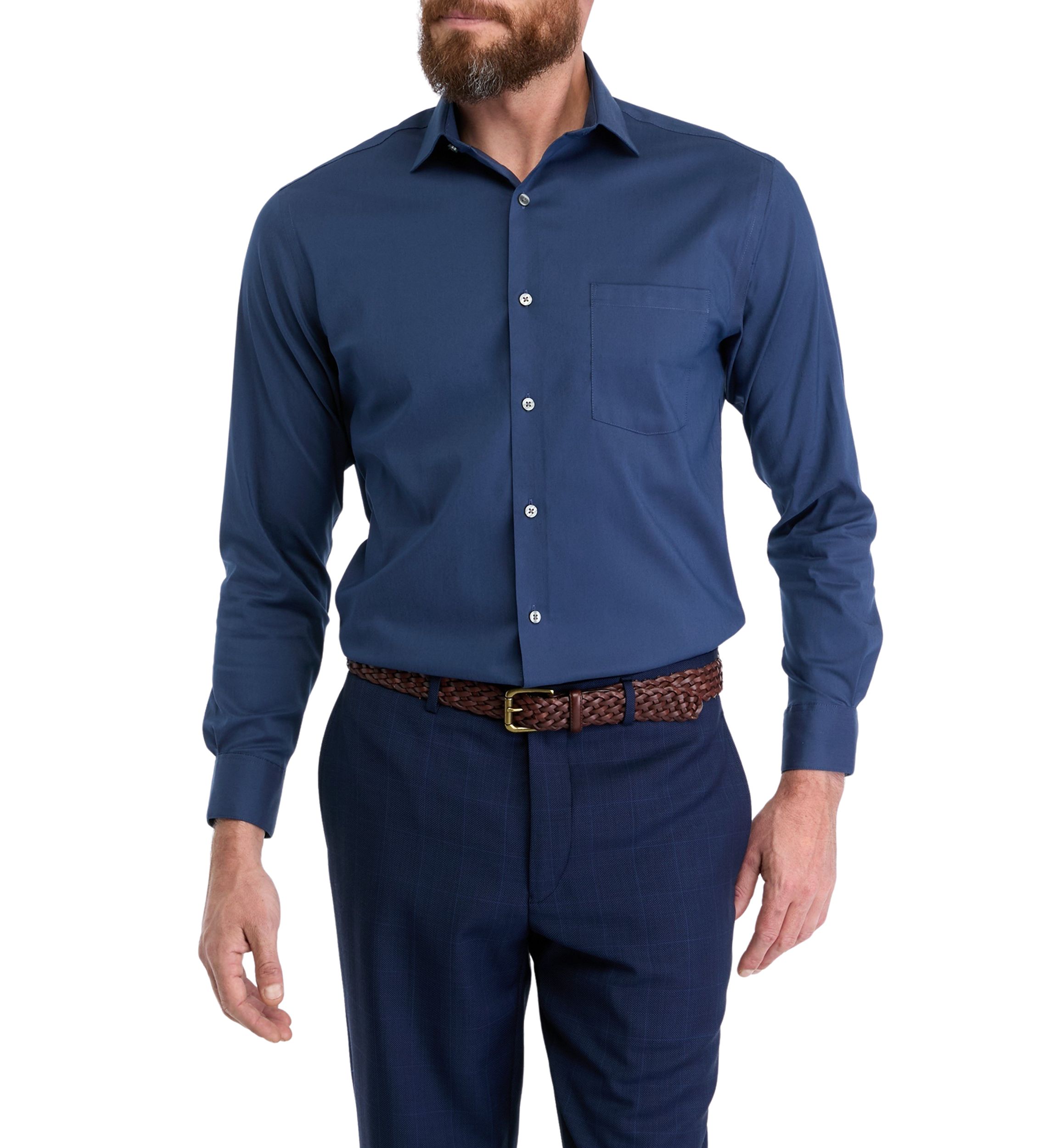 Mens Ultra Wrinkle Free Stretch Collar Shirt