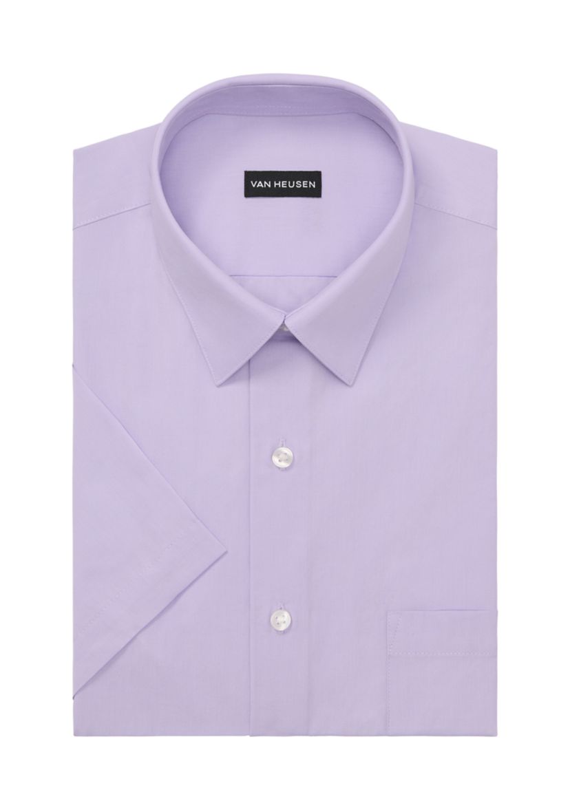 Mens Short Sleeve Regular Fit Dress Shirt