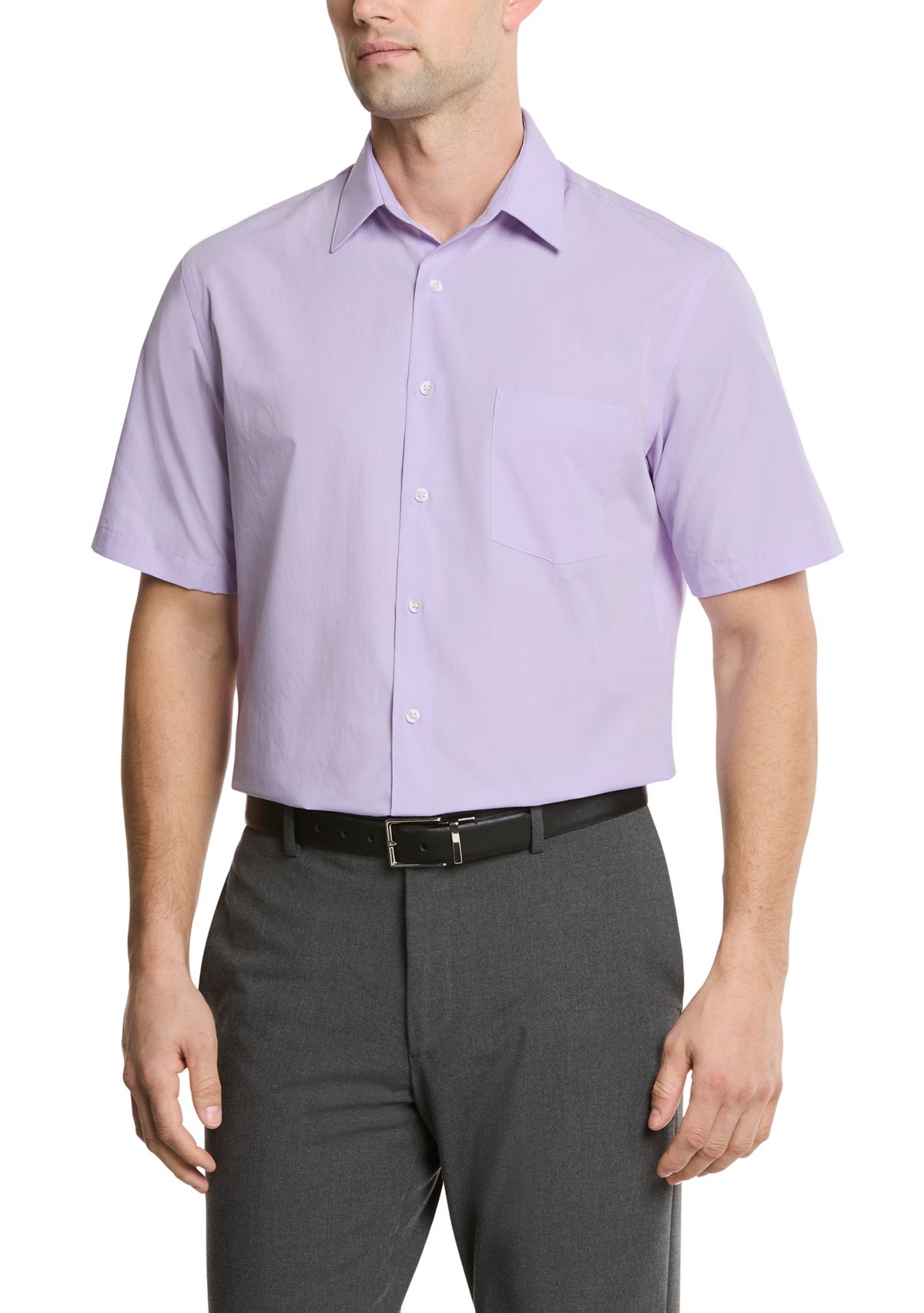 Mens Short Sleeve Regular Fit Dress Shirt