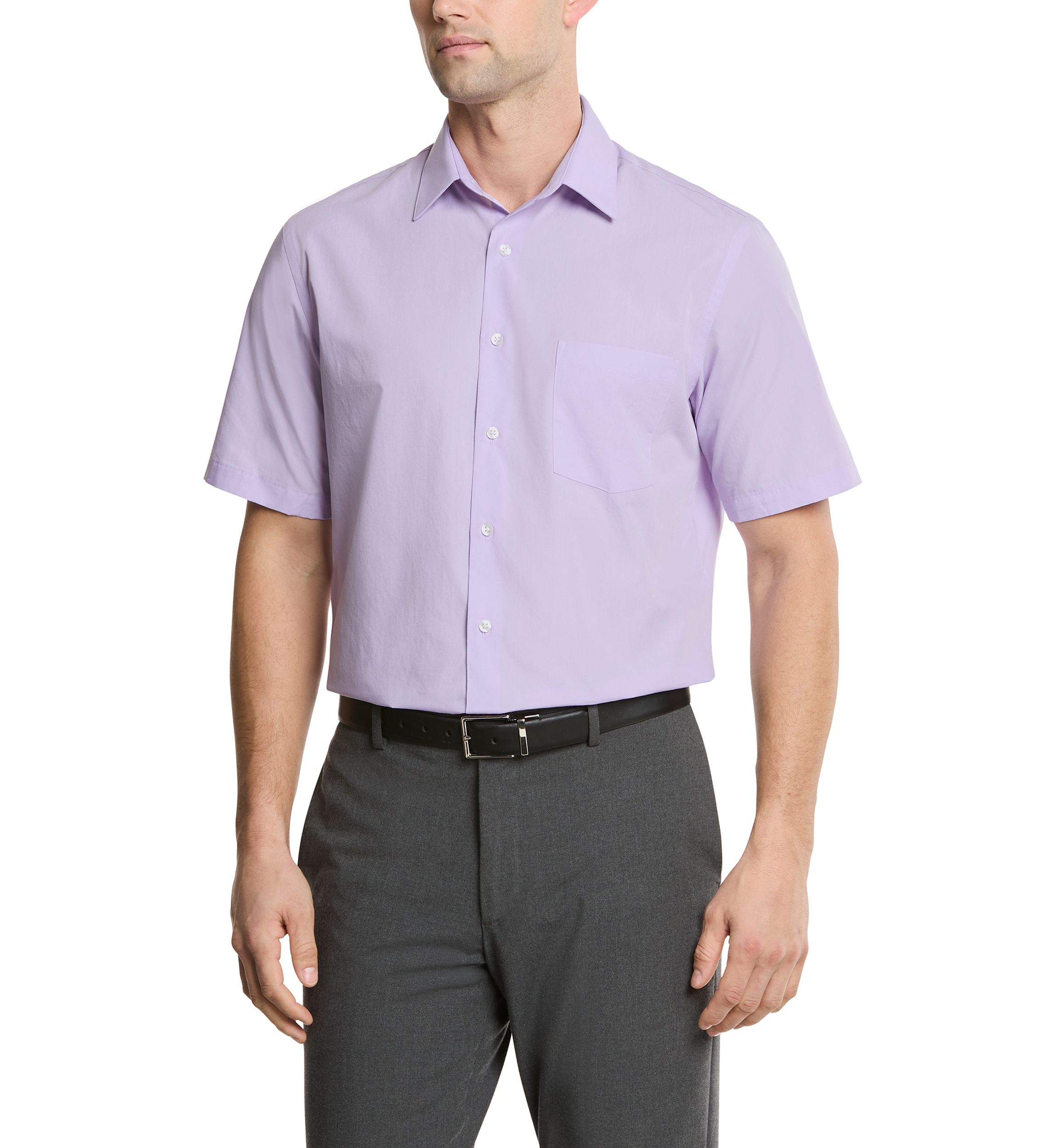 Mens Short Sleeve Regular Fit Dress Shirt