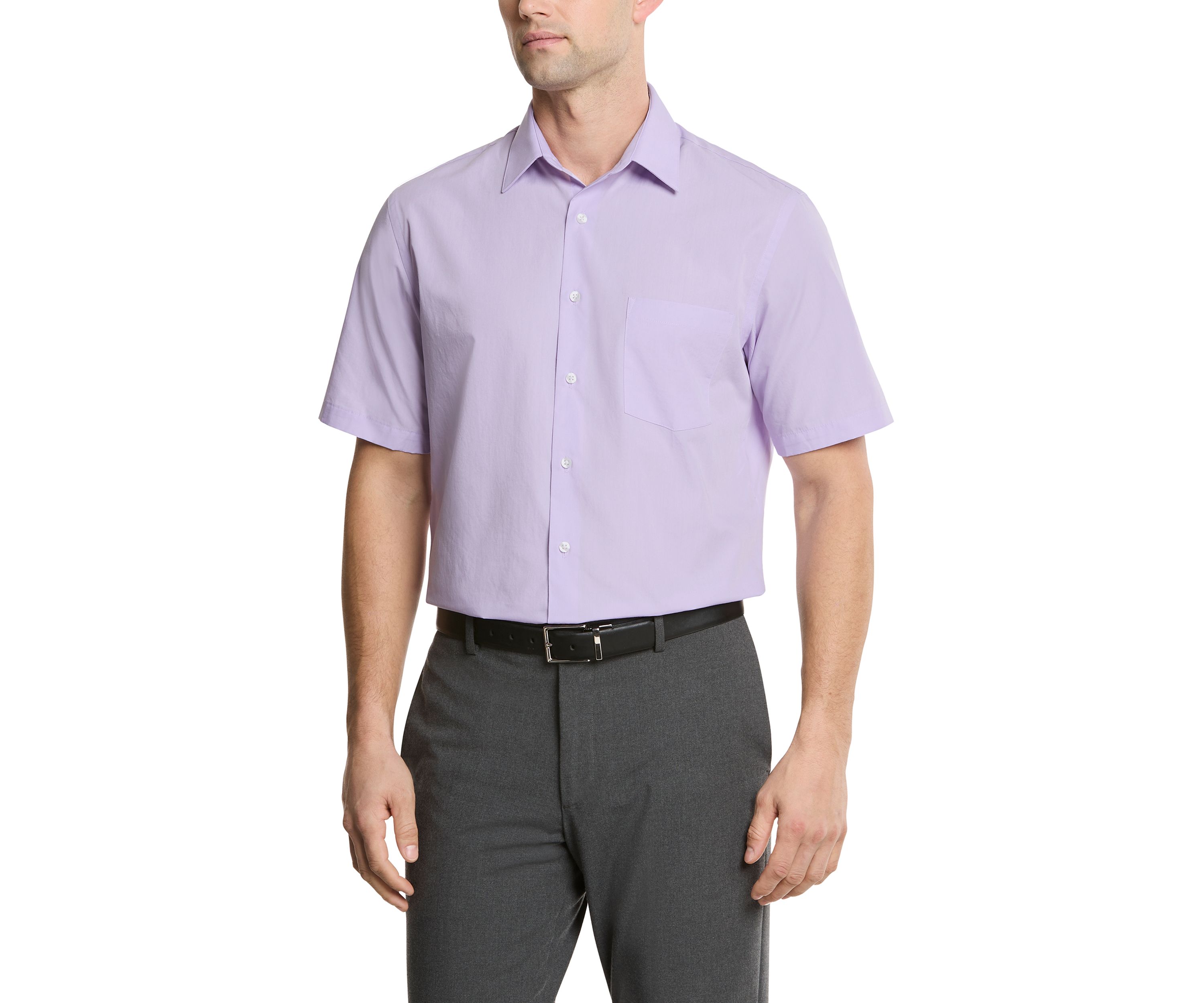 Mens Short Sleeve Regular Fit Dress Shirt