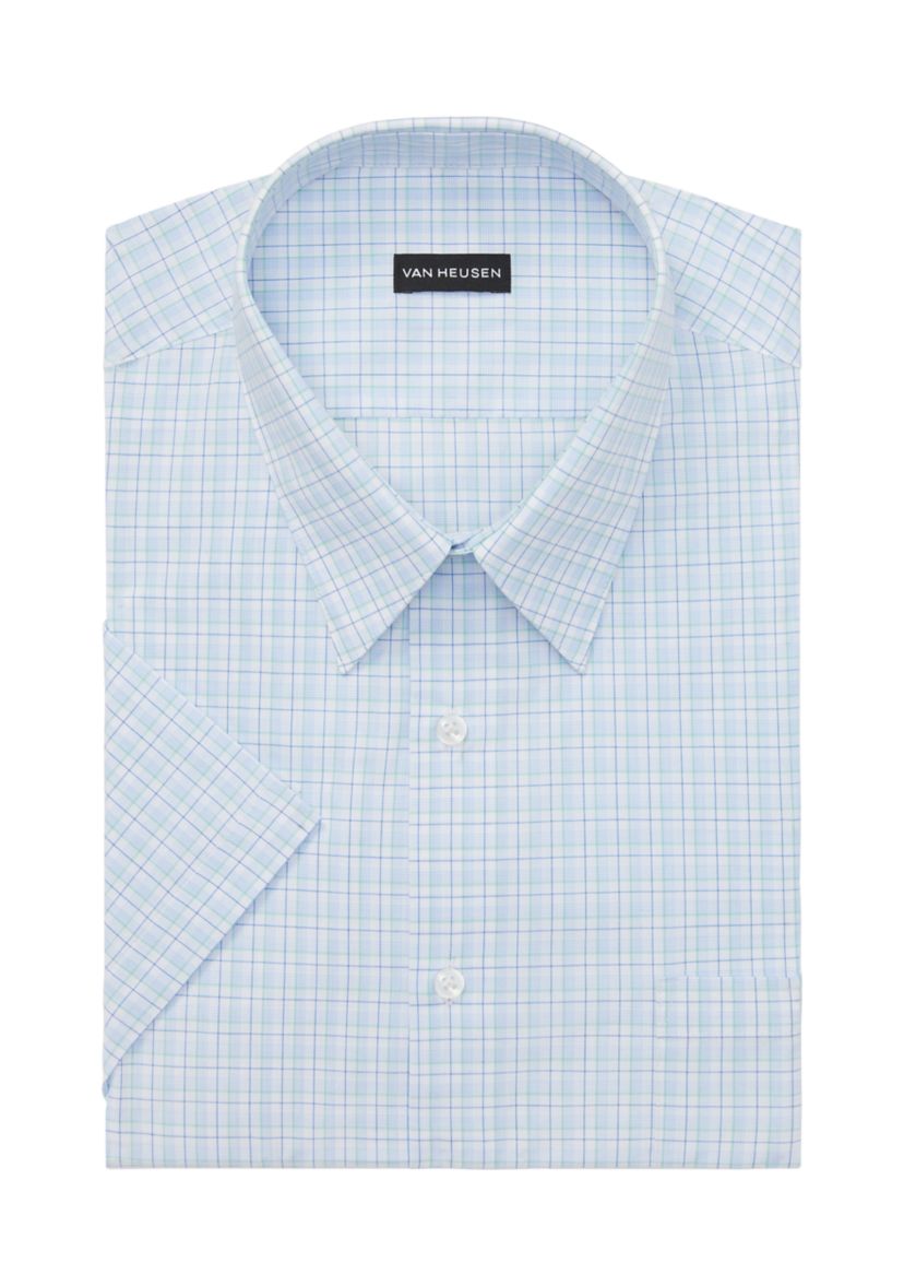 Mens Regular Fit Short Sleeve Dress Shirt
