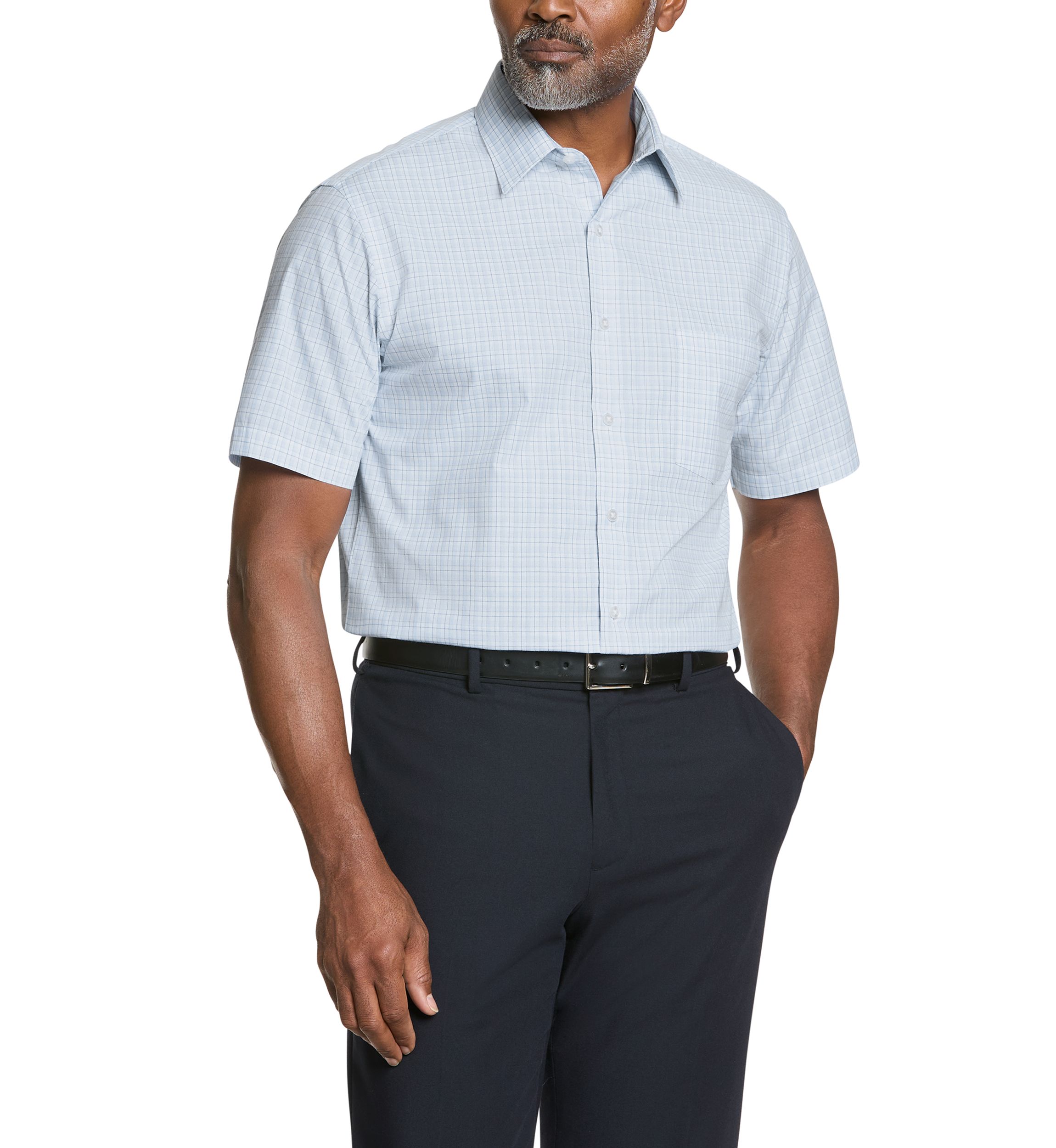 Mens Regular Fit Short Sleeve Dress Shirt