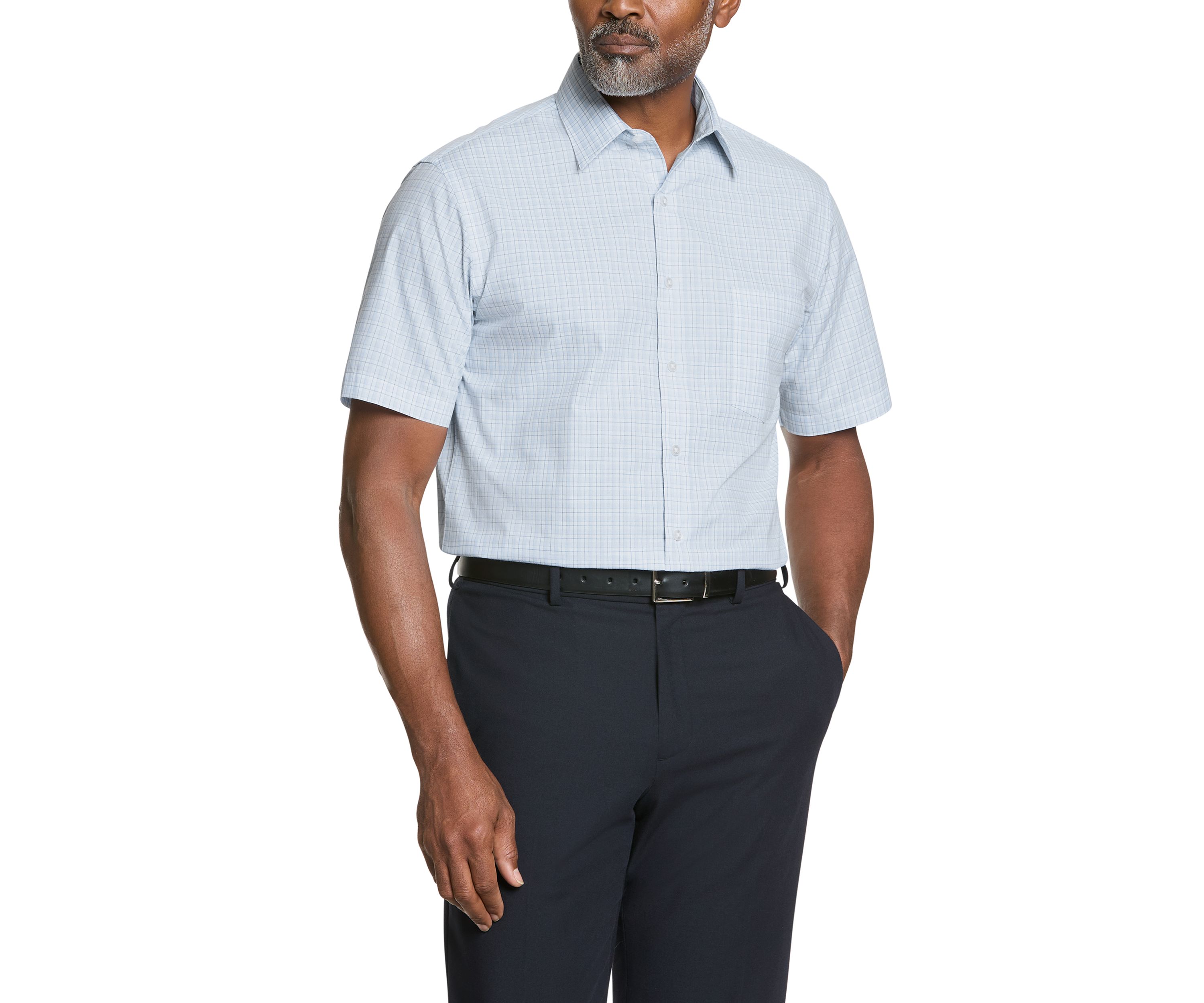 Mens Regular Fit Short Sleeve Dress Shirt